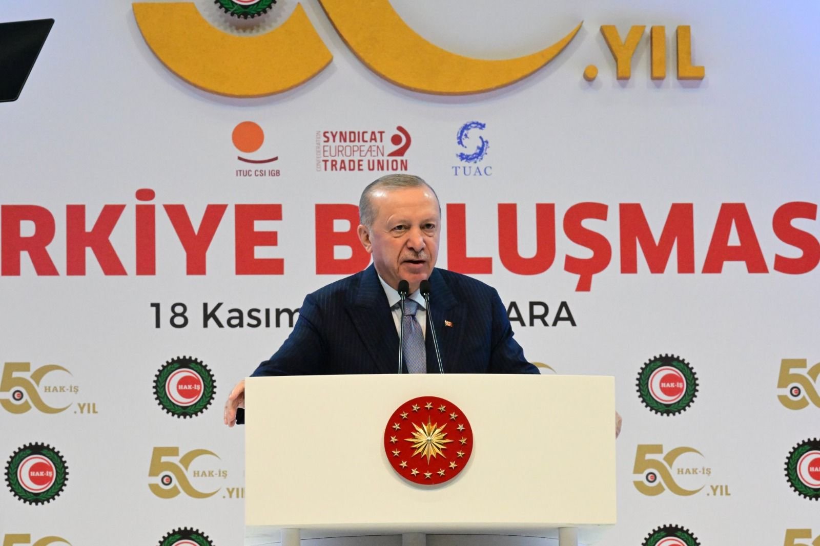 CUMHURBAŞKANIMIZ RECEP TAYYİP ERDOĞAN’IN KATILIMIYLA, KONFEDERASYONUMUZ HAK-İŞ 50. YILINI GÖRKEMLİ BİR PROGRAMLA KUTLADI